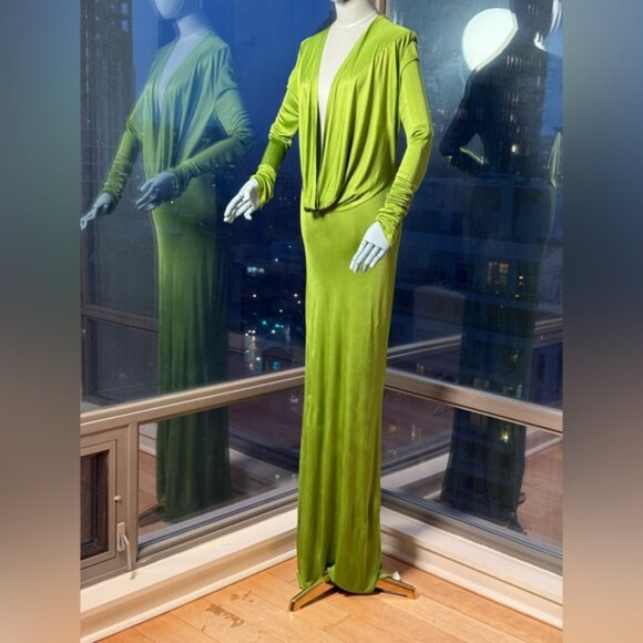 🆕 RAT & BOA 🧿 NWOT Octavia Long Sleeve Column Maxi Dress, Green - Sz L US 8 - Picture 11 of 15